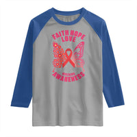 Faith Hope Love HIV Butterfly Raglan Shirt Awareness Month Gift - Wonder Print Shop
