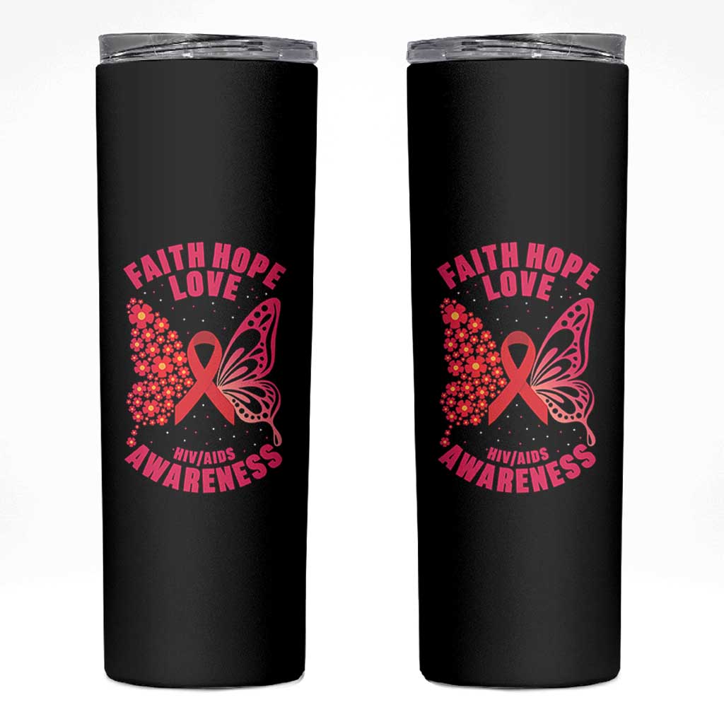 Faith Hope Love HIV Butterfly Skinny Tumbler Awareness Month Gift - Wonder Print Shop