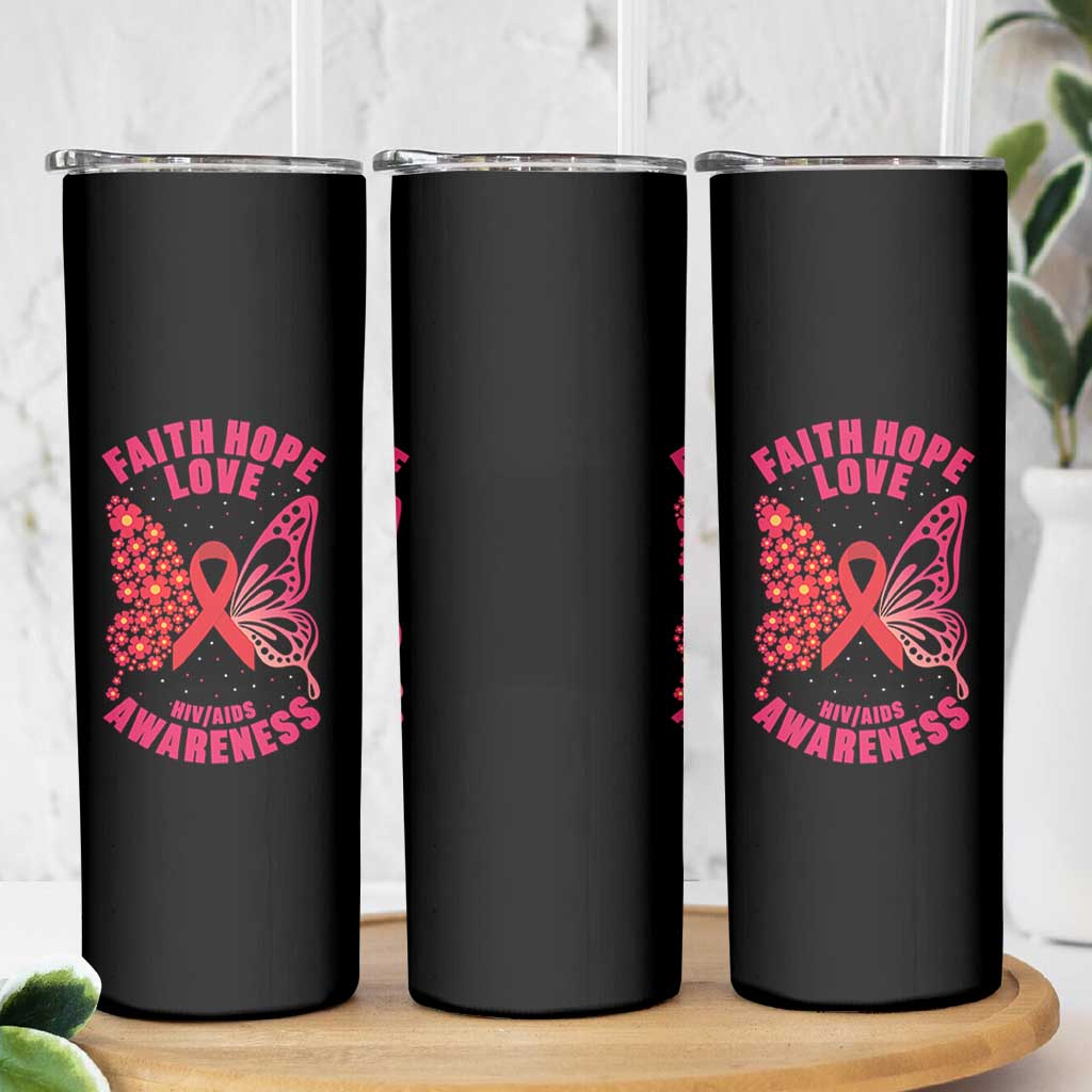 Faith Hope Love HIV Butterfly Skinny Tumbler Awareness Month Gift - Wonder Print Shop