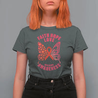 Faith Hope Love HIV Butterfly T Shirt For Women Awareness Month Gift - Wonder Print Shop