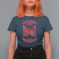 Faith Hope Love HIV Butterfly T Shirt For Women Awareness Month Gift - Wonder Print Shop