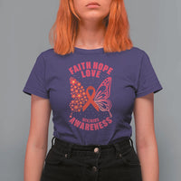 Faith Hope Love HIV Butterfly T Shirt For Women Awareness Month Gift - Wonder Print Shop