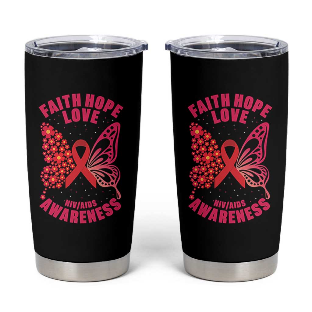 Faith Hope Love HIV Butterfly Tumbler Cup Awareness Month Gift - Wonder Print Shop