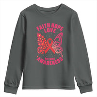 Faith Hope Love HIV Butterfly Youth Sweatshirt Awareness Month Gift - Wonder Print Shop