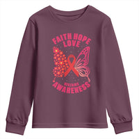 Faith Hope Love HIV Butterfly Youth Sweatshirt Awareness Month Gift - Wonder Print Shop