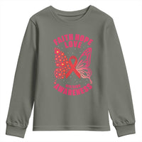Faith Hope Love HIV Butterfly Youth Sweatshirt Awareness Month Gift - Wonder Print Shop