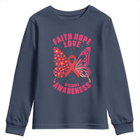 Faith Hope Love HIV Butterfly Youth Sweatshirt Awareness Month Gift - Wonder Print Shop