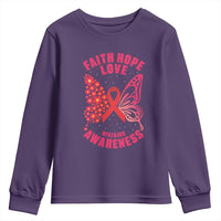 Faith Hope Love HIV Butterfly Youth Sweatshirt Awareness Month Gift - Wonder Print Shop