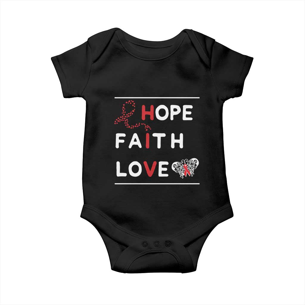 Faith Hope Love HIV AIDS Awareness Baby Onesie Hope Strength Empowerment Gift - Wonder Print Shop