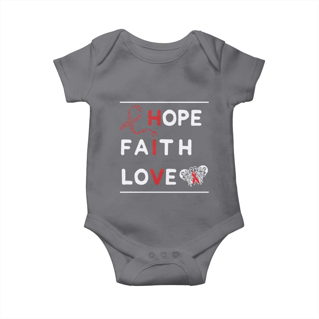 Faith Hope Love HIV AIDS Awareness Baby Onesie Hope Strength Empowerment Gift - Wonder Print Shop