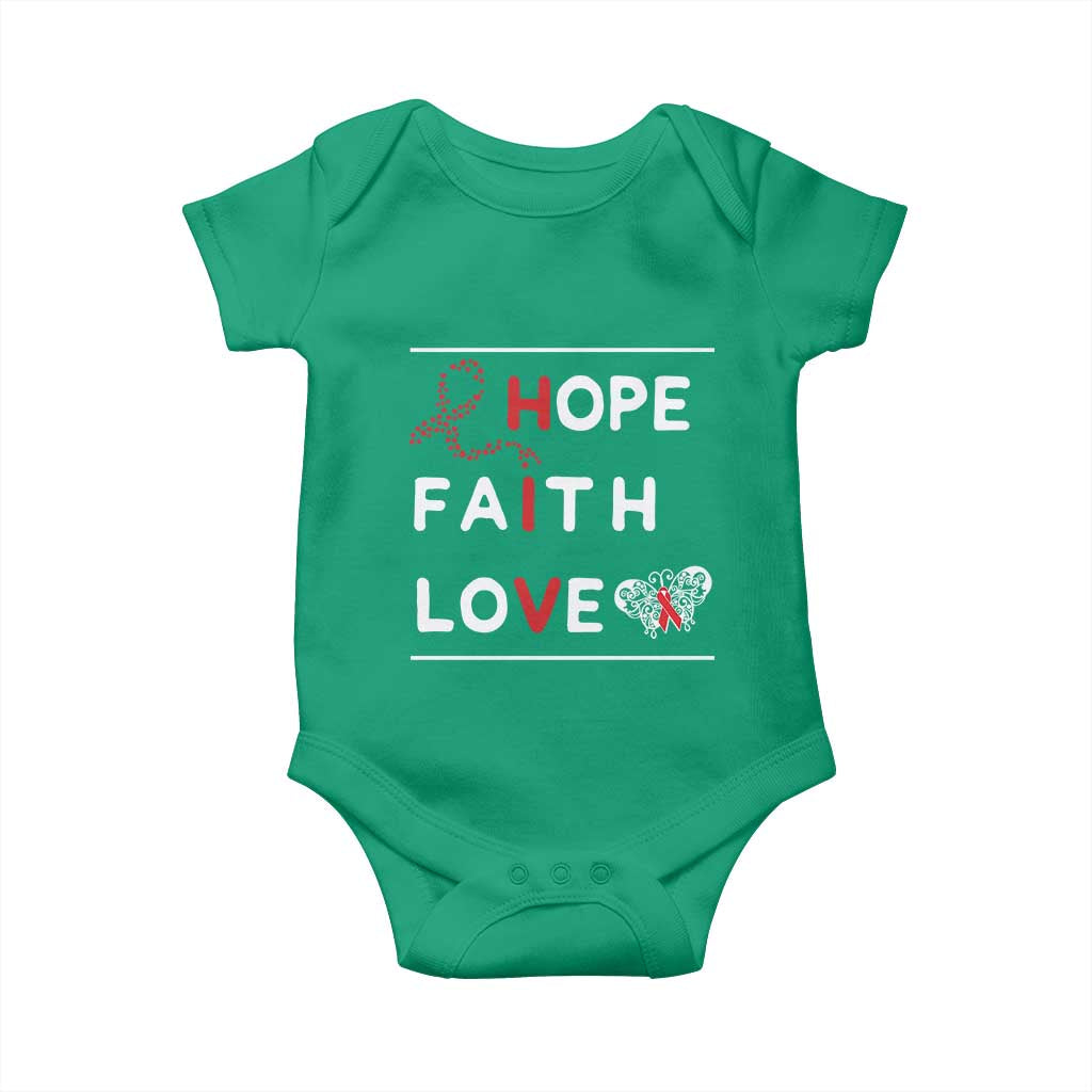 Faith Hope Love HIV AIDS Awareness Baby Onesie Hope Strength Empowerment Gift - Wonder Print Shop