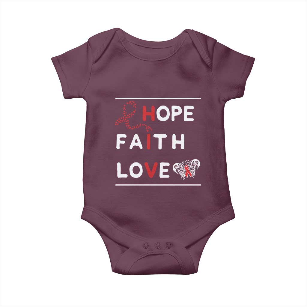 Faith Hope Love HIV AIDS Awareness Baby Onesie Hope Strength Empowerment Gift - Wonder Print Shop