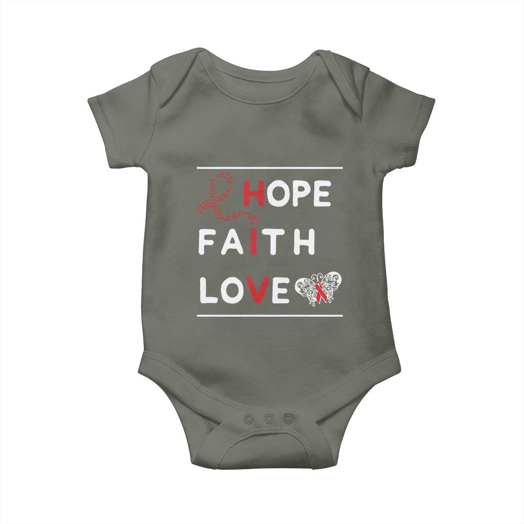 Faith Hope Love HIV AIDS Awareness Baby Onesie Hope Strength Empowerment Gift - Wonder Print Shop
