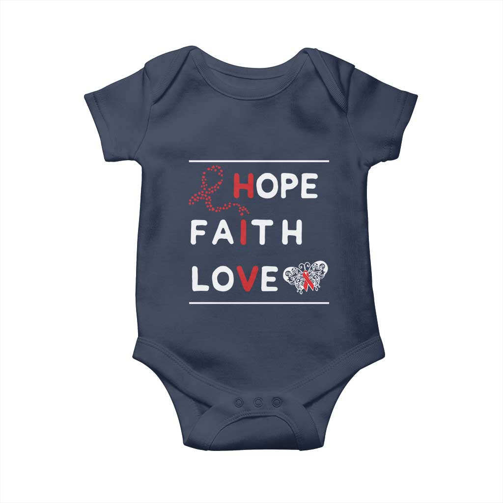 Faith Hope Love HIV AIDS Awareness Baby Onesie Hope Strength Empowerment Gift - Wonder Print Shop