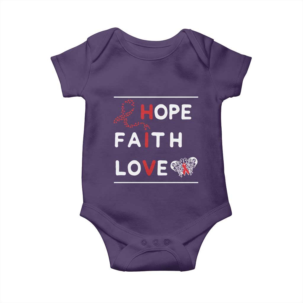 Faith Hope Love HIV AIDS Awareness Baby Onesie Hope Strength Empowerment Gift - Wonder Print Shop
