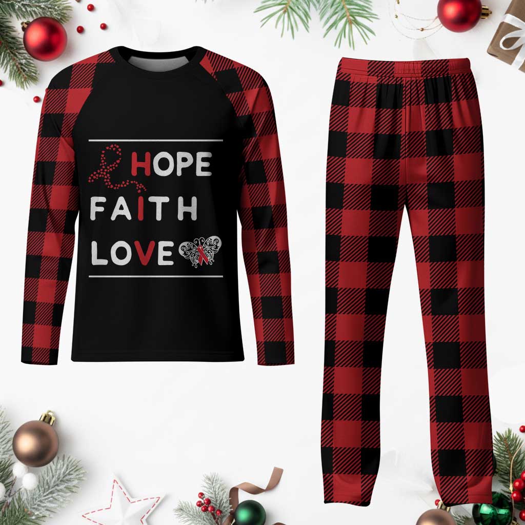 Faith Hope Love HIV AIDS Awareness Plaid Pajama Set Hope Strength Empowerment Gift - Wonder Print Shop