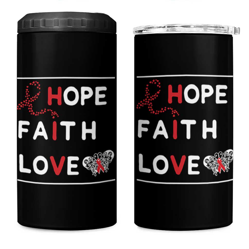 Faith Hope Love HIV AIDS Awareness 4 in 1 Can Cooler Tumbler Hope Strength Empowerment Gift - Wonder Print Shop