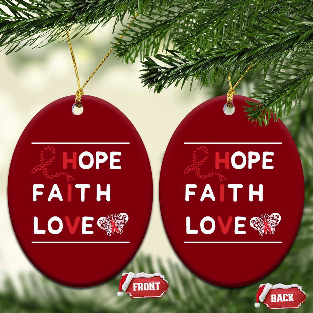 Faith Hope Love HIV AIDS Awareness Ceramic Ornament Hope Strength Empowerment Gift - Wonder Print Shop