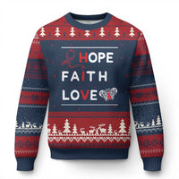Faith Hope Love HIV AIDS Awareness Ugly Christmas Sweater Hope Strength Empowerment Gift - Wonder Print Shop