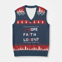 Faith Hope Love HIV AIDS Awareness V-Neck Knit Sweater Vest Hope Strength Empowerment Gift - Wonder Print Shop