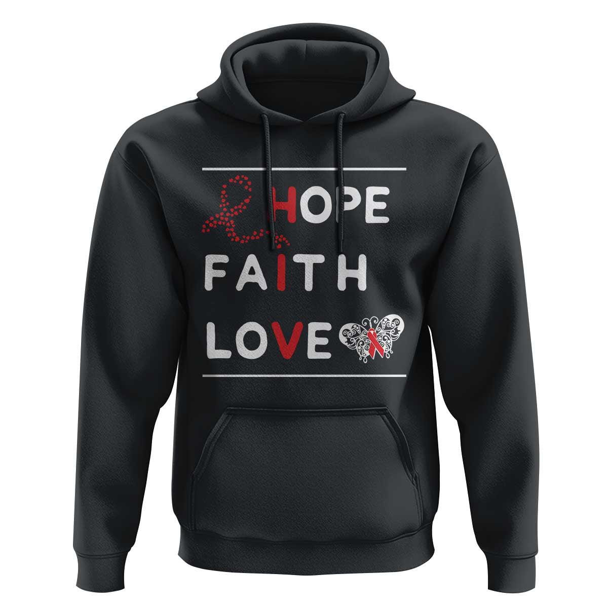 Faith Hope Love HIV AIDS Awareness Hoodie Hope Strength Empowerment Gift - Wonder Print Shop