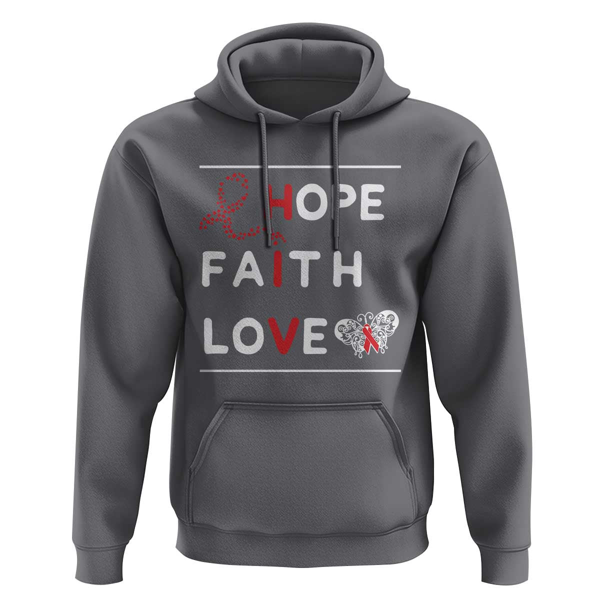 Faith Hope Love HIV AIDS Awareness Hoodie Hope Strength Empowerment Gift - Wonder Print Shop