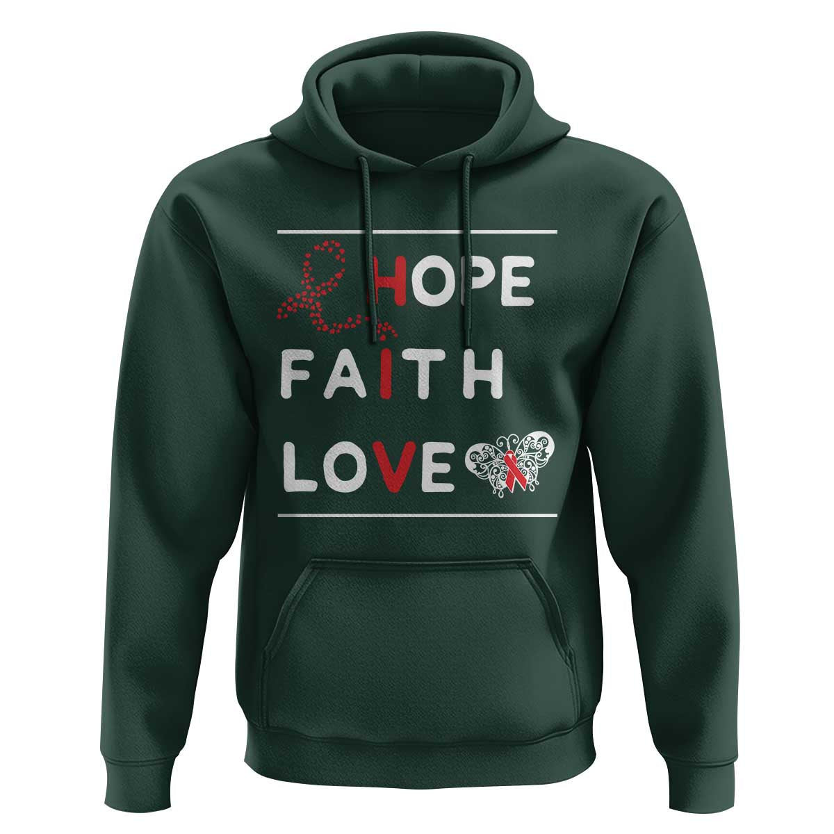 Faith Hope Love HIV AIDS Awareness Hoodie Hope Strength Empowerment Gift - Wonder Print Shop