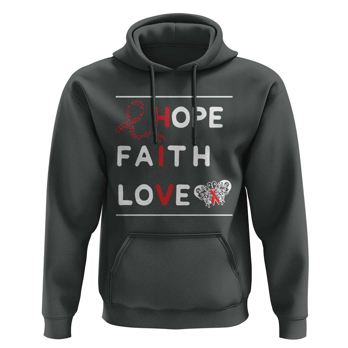 Faith Hope Love HIV AIDS Awareness Hoodie Hope Strength Empowerment Gift - Wonder Print Shop