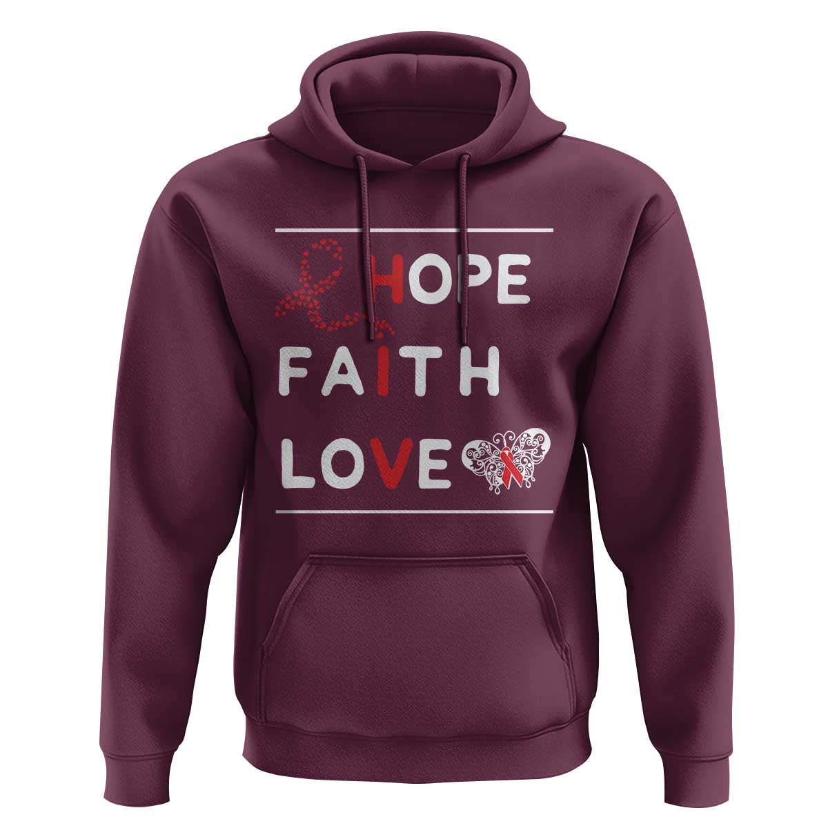 Faith Hope Love HIV AIDS Awareness Hoodie Hope Strength Empowerment Gift - Wonder Print Shop