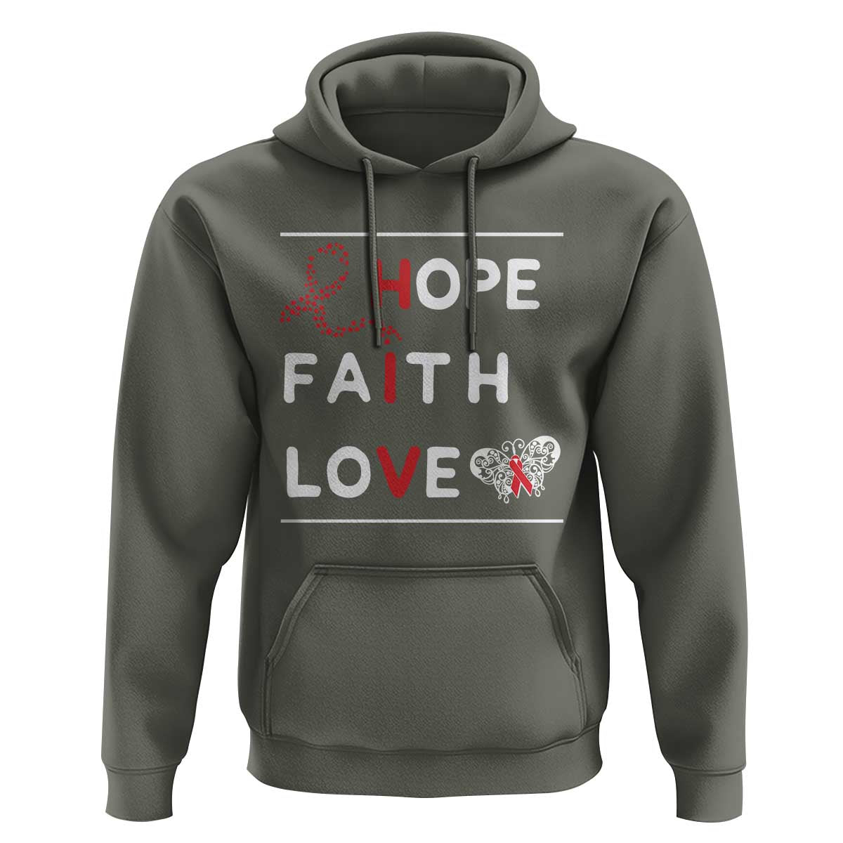 Faith Hope Love HIV AIDS Awareness Hoodie Hope Strength Empowerment Gift - Wonder Print Shop