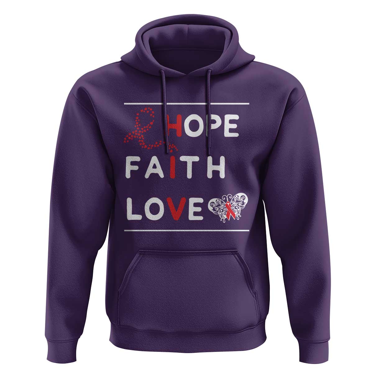 Faith Hope Love HIV AIDS Awareness Hoodie Hope Strength Empowerment Gift - Wonder Print Shop