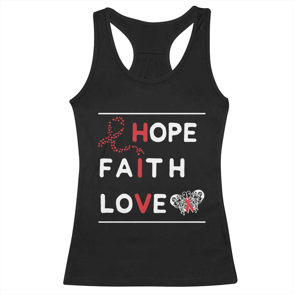 Faith Hope Love HIV AIDS Awareness Racerback Tank Top Hope Strength Empowerment Gift - Wonder Print Shop