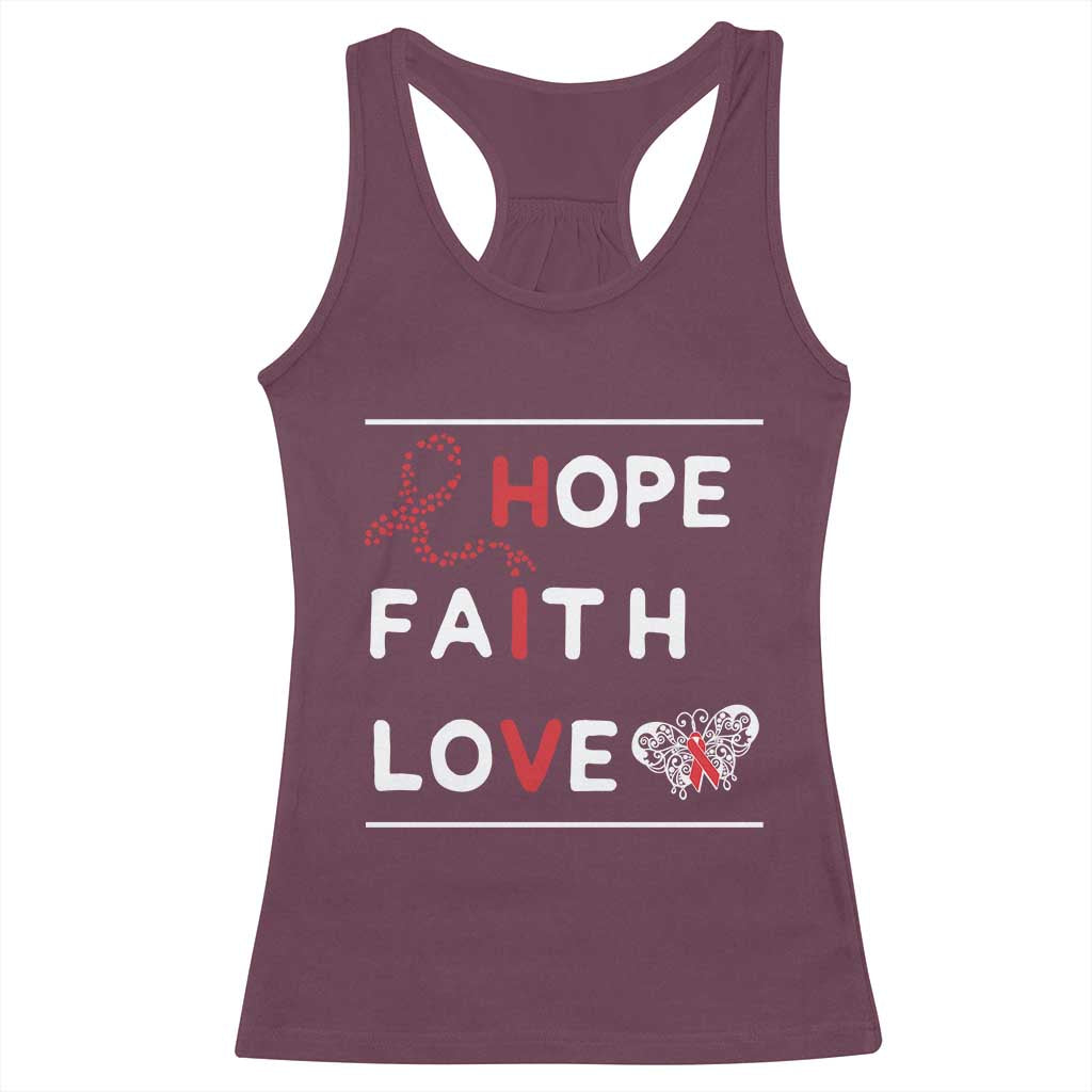 Faith Hope Love HIV AIDS Awareness Racerback Tank Top Hope Strength Empowerment Gift - Wonder Print Shop