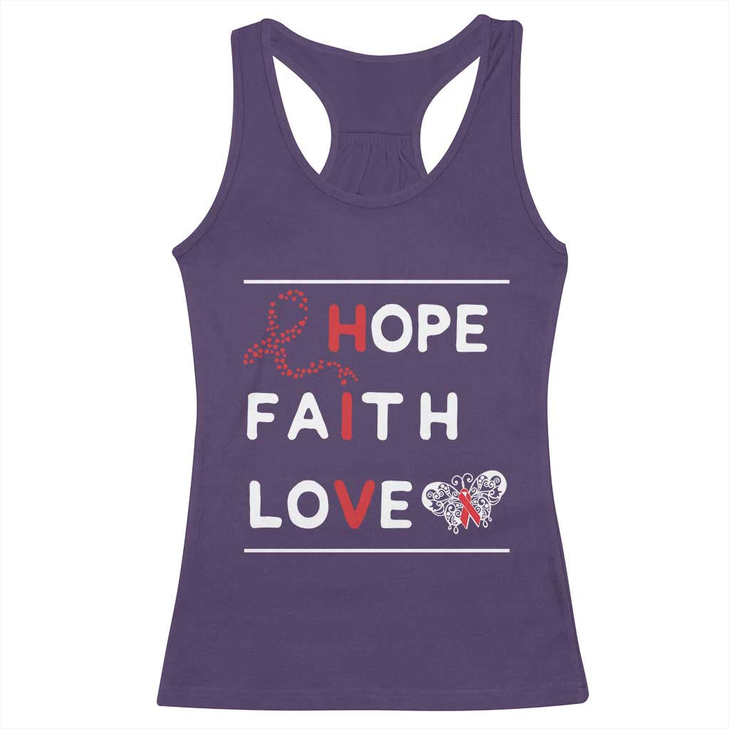 Faith Hope Love HIV AIDS Awareness Racerback Tank Top Hope Strength Empowerment Gift - Wonder Print Shop