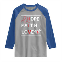 Faith Hope Love HIV AIDS Awareness Raglan Shirt Hope Strength Empowerment Gift - Wonder Print Shop