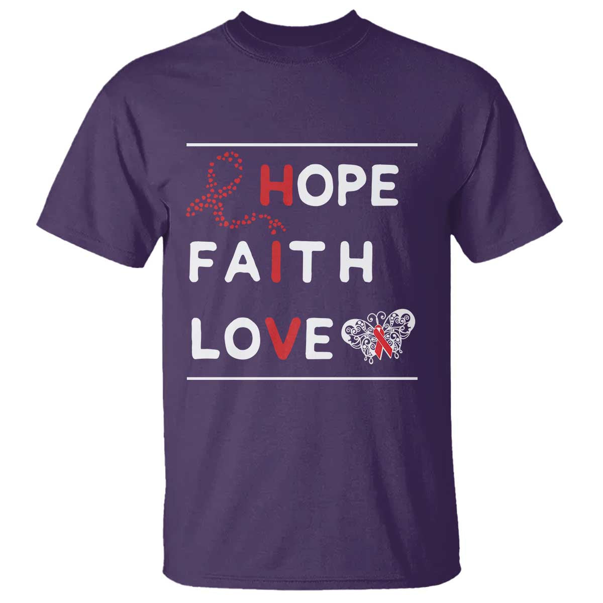 Faith Hope Love HIV AIDS Awareness T Shirt Hope Strength Empowerment Gift - Wonder Print Shop