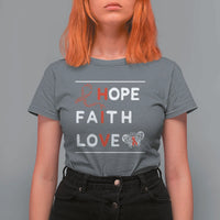 Faith Hope Love HIV AIDS Awareness T Shirt For Women Hope Strength Empowerment Gift - Wonder Print Shop