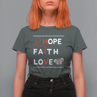 Faith Hope Love HIV AIDS Awareness T Shirt For Women Hope Strength Empowerment Gift - Wonder Print Shop