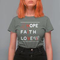 Faith Hope Love HIV AIDS Awareness T Shirt For Women Hope Strength Empowerment Gift - Wonder Print Shop