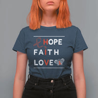 Faith Hope Love HIV AIDS Awareness T Shirt For Women Hope Strength Empowerment Gift - Wonder Print Shop