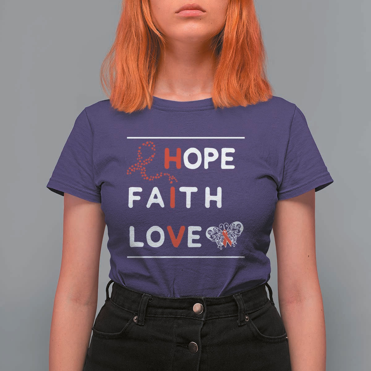 Faith Hope Love HIV AIDS Awareness T Shirt For Women Hope Strength Empowerment Gift - Wonder Print Shop