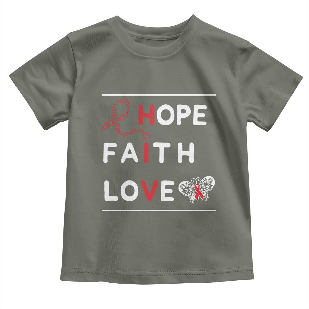 Faith Hope Love HIV AIDS Awareness Toddler T Shirt Hope Strength Empowerment Gift - Wonder Print Shop