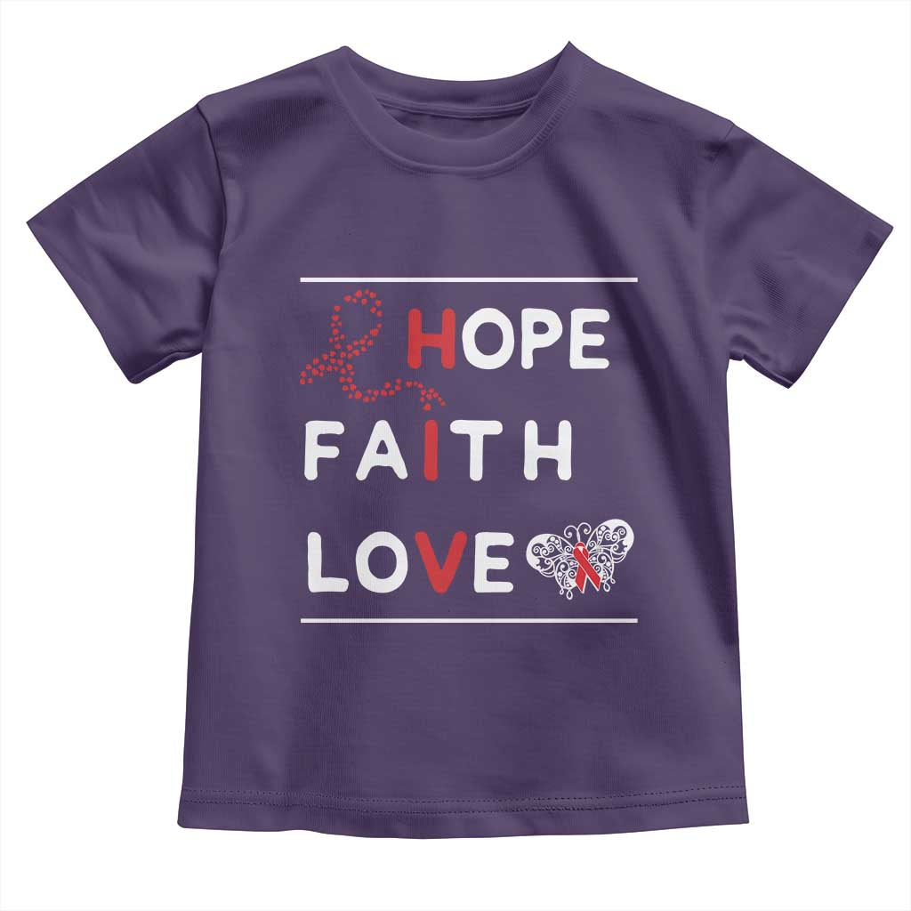 Faith Hope Love HIV AIDS Awareness Toddler T Shirt Hope Strength Empowerment Gift - Wonder Print Shop