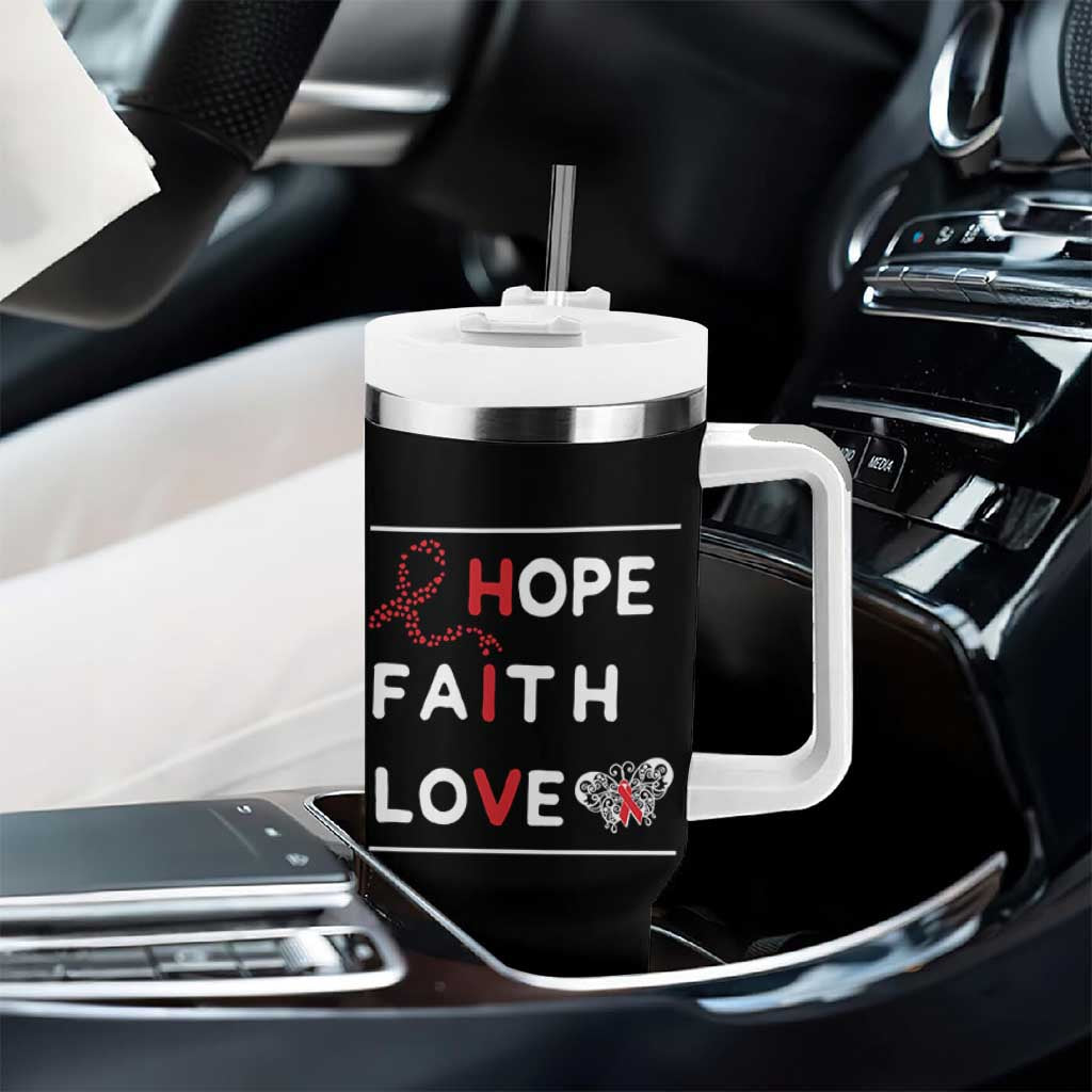 Faith Hope Love HIV AIDS Awareness Tumbler With Handle Hope Strength Empowerment Gift - Wonder Print Shop