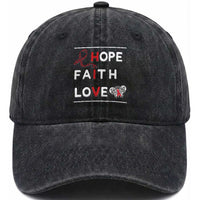 Faith Hope Love HIV AIDS Awareness Washed Cotton Baseball Cap Hope Strength Empowerment Gift