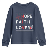 Faith Hope Love HIV AIDS Awareness Youth Sweatshirt Hope Strength Empowerment Gift - Wonder Print Shop