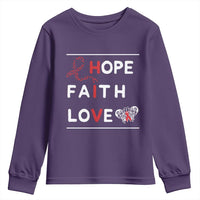 Faith Hope Love HIV AIDS Awareness Youth Sweatshirt Hope Strength Empowerment Gift - Wonder Print Shop