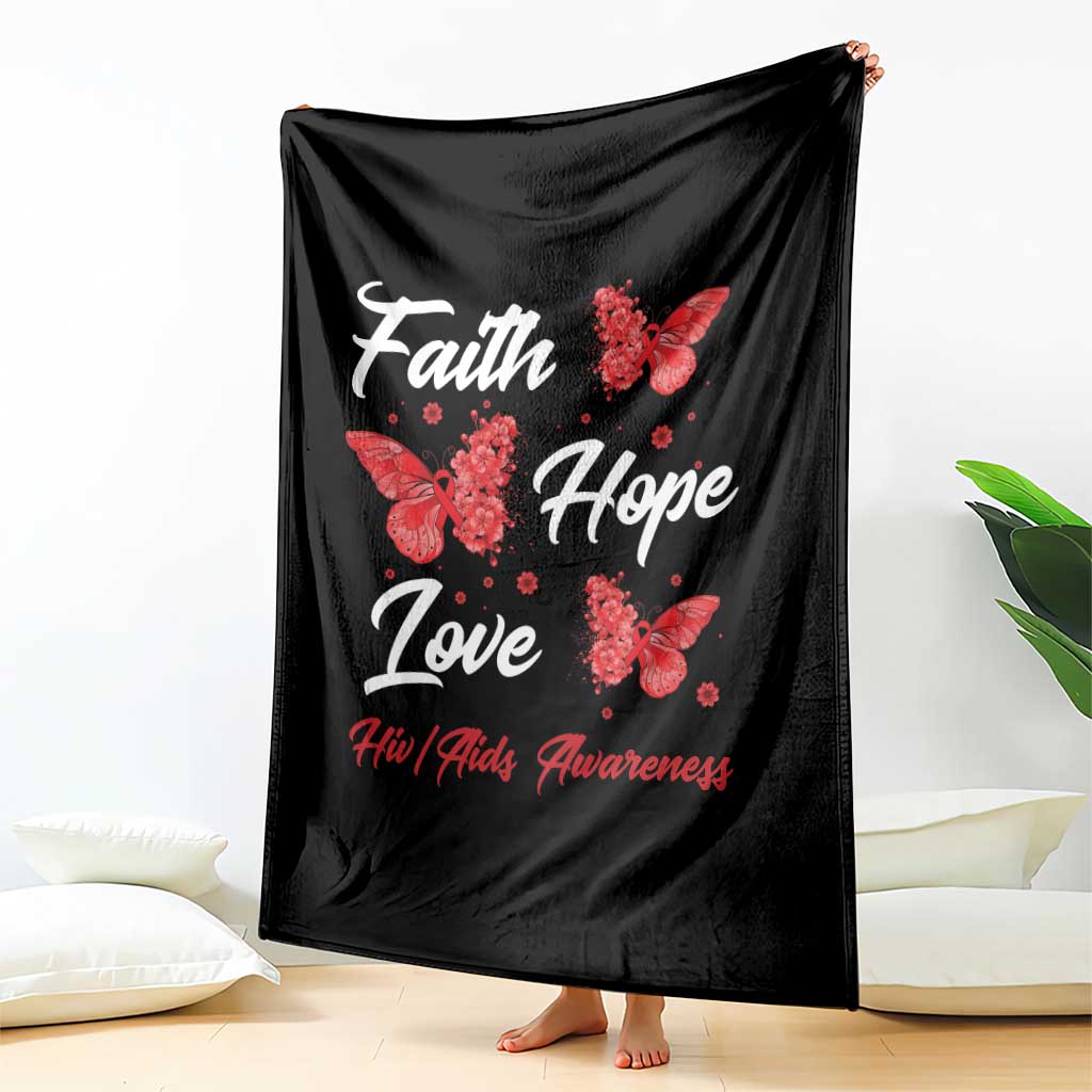 Faith Hope Love HIV AIDS Awareness Butterfly Gift Throw Blanket - Wonder Print Shop