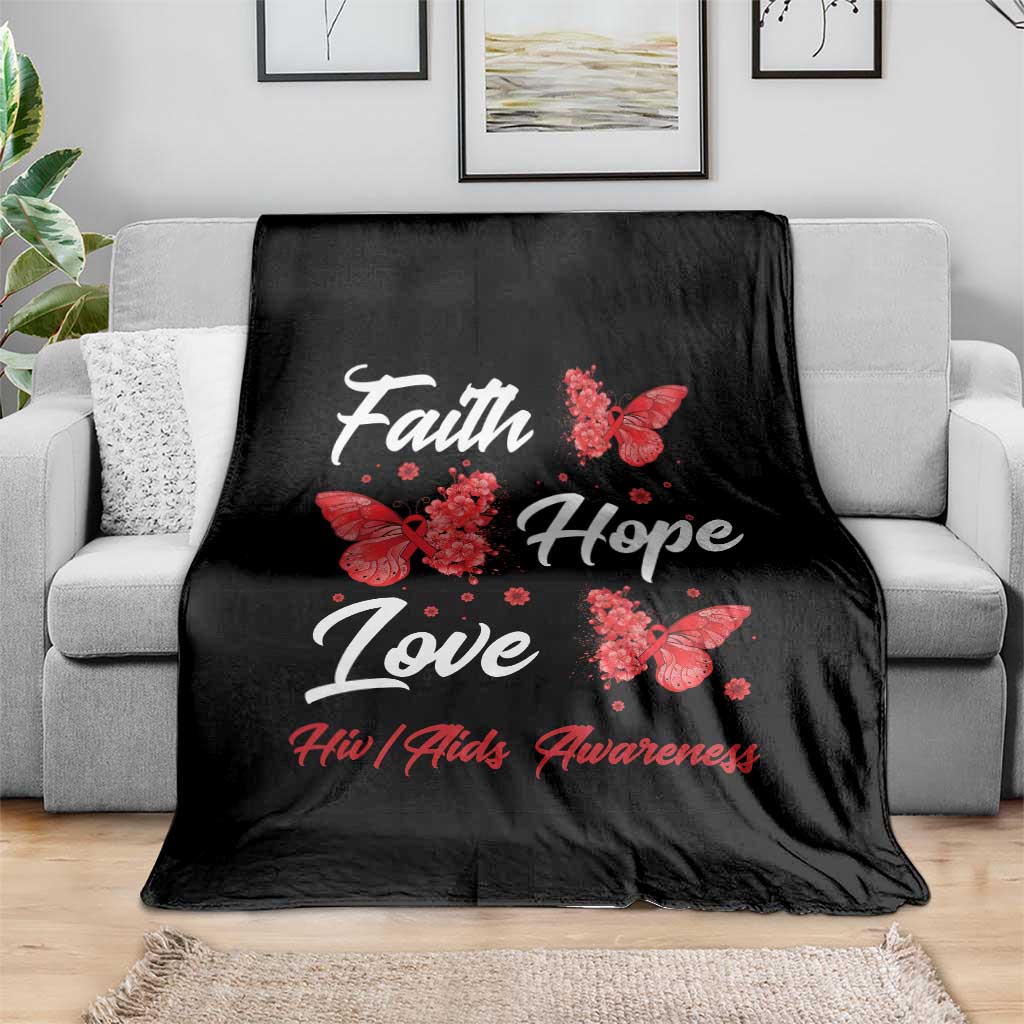 Faith Hope Love HIV AIDS Awareness Butterfly Gift Throw Blanket - Wonder Print Shop