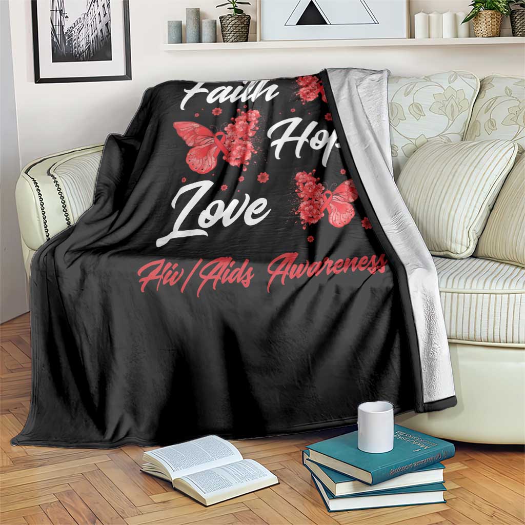 Faith Hope Love HIV AIDS Awareness Butterfly Gift Throw Blanket - Wonder Print Shop